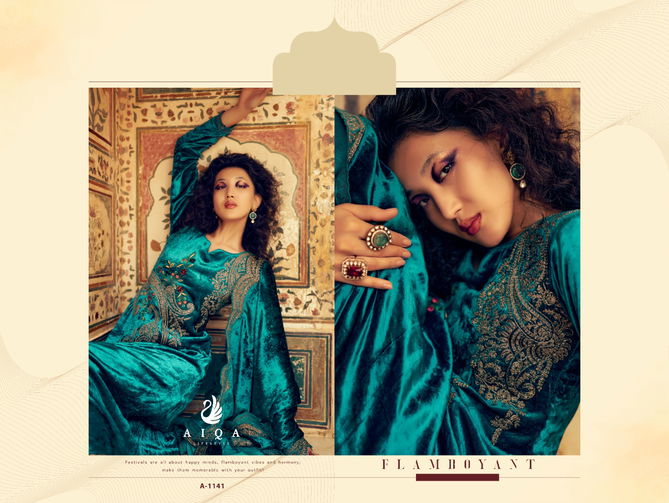 Sastra By Aiqa Winter Wear Fancy Work Velvet Salwar Kameez Wholesale Online